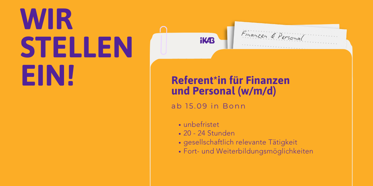 Wir suchen (1200 x 650 px) (1) Stellenausschreibung Referent*in für Finanzen und Personal in Bonn